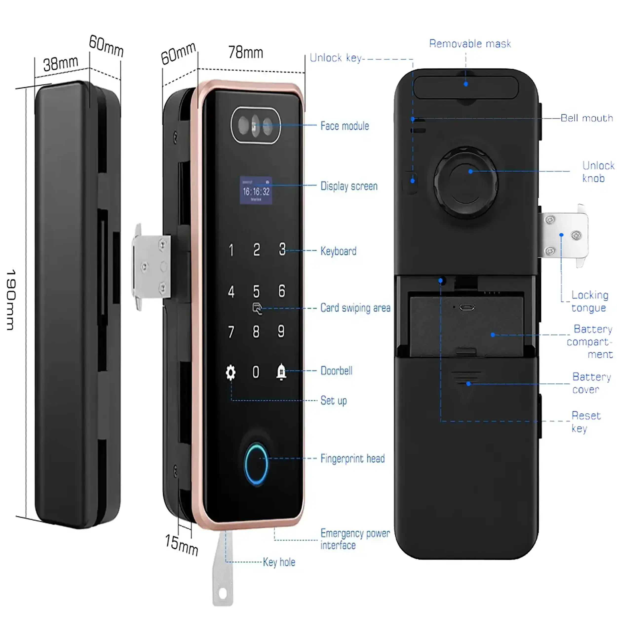 JPL 3D Face Recognition Glass Entry Systems Smart Lock G1 PRO - Image 2